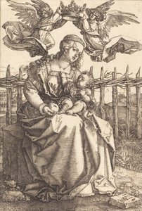 A két angyal által megkoronázott szűz és gyermek, 1518. alkotó: Albrecht Dürer