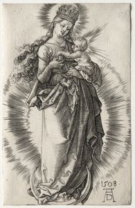 Szűz csillagos koronával, 1508. alkotó: Albrecht Dürer