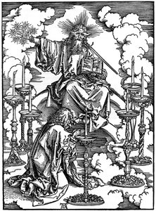 A hét gyertyatartó látomása az Apokalipszisből, 1498, 1936 alkotó: Albrecht Dürer