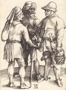 Három paraszt beszélgetésben, c. 1497. alkotó: Albrecht Dürer