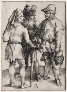 Három paraszt beszélgetésben, c. 1497. alkotó: Albrecht Dürer