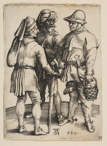 Három paraszt beszélgetésben, kb. 1497. alkotó: Albrecht Dürer