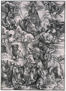 A bárányszarvú állat, XI. alak, a „Jelenések” sorozat 13. lapja alkotó: Albrecht Dürer