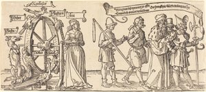 Az idő és a róka a szerencse kerekét forgatja jobbra minden rangú emberrel alkotó: Albrecht Dürer
