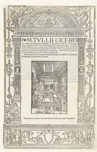 Cicero Orationes című művének címlapja Jodocus Badius nyomdászjegyével, 1520. alkotó: Albrecht Dürer