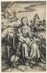 Szűz és gyermek a majommal, c. 1498 alkotó: Albrecht Dürer