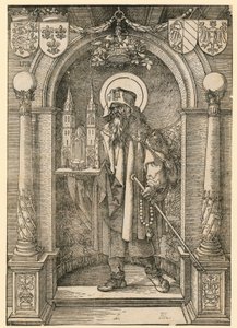 Johannes Stabius címere babérkoszorúval alkotó: Albrecht Dürer