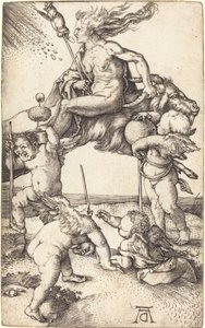 Boszorkány lovaglás kecskén alkotó: Albrecht Dürer