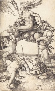 Boszorkány lovaglás kecskén, c. 15001501. alkotó: Albrecht Dürer