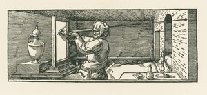 Egy férfi rajzol egy konzervdobozt alkotó: Albrecht Dürer or Duerer