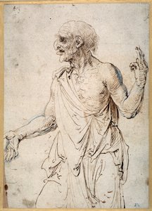 Egy öregember gesztikulál (toll és tinta papíron) alkotó: Albrecht Dürer