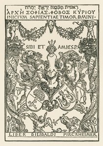Willibald Pirckheimer könyvjelzője, 1502 körül (fametszet) alkotó: Albrecht Dürer or Duerer