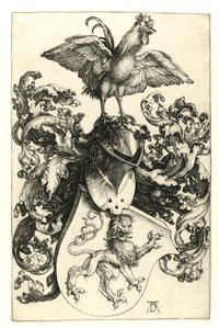Címer oroszlánnal és kakassal. 1502-03 alkotó: Albrecht Dürer