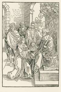 Conrad Celtes átadja a Roswitha-komédiák kiadását Friedrich szász választófejedelemnek. alkotó: Albrecht Dürer or Duerer