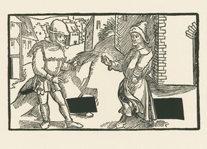 Demea és Micio, 1492-93 körül (fametszet) alkotó: Albrecht Dürer or Duerer