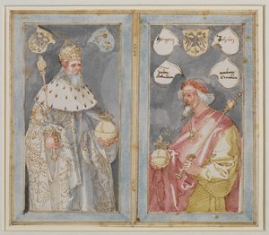 Nagy Károly és Zsigmond császárok, 1507-1510 körül alkotó: Albrecht Dürer