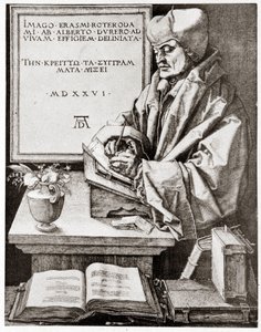 Erasmus írására - Albrecht Durer metszetét reprodukálták a 20. század elején. alkotó: Albrecht Dürer