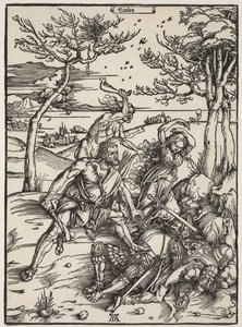 Herkules meghódító kakuszt, 1496 körül (fametszet) alkotó: Albrecht Dürer