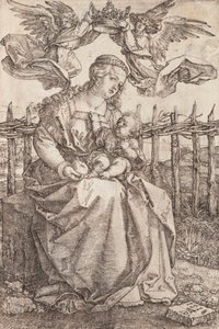 Szűz Mária, amelyet két angyal koronáz meg - Albrecht Durer (1471-1528) rézmetsze alkotó: Albrecht Dürer