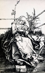Madonna és gyermek a kerítésben (metszet rézre) alkotó: Albrecht Dürer
