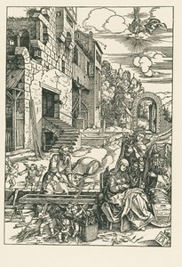 Pihenés az egyiptomi menekülésen, 1502 körül (fametszet) alkotó: Albrecht Dürer or Duerer