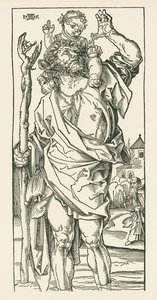 Szent Kristóf. Nürnberg, 1500-05 körül (fametszet) alkotó: Albrecht Dürer or Duerer