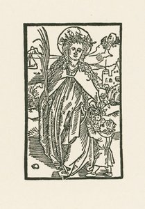 Szent Dorothea. Illusztráció a Hortulus Anime-hoz. Nyomtatta Michael Furter, Bázel alkotó: Albrecht Dürer or Duerer