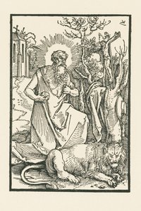 Szent Jeromos. Illusztráció Lukas von Pragnak: Apologia. Nyomtatta Hieronymus Höltzel, Nürnberg. alkotó: Albrecht Dürer or Duerer