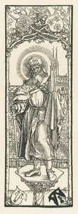 Szent Sebald az oszlopon, 1501 körül (fametszet) alkotó: Albrecht Dürer or Duerer