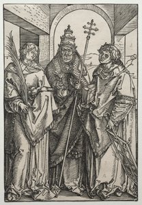 Saints Stephen, Sixtus and Lawrence, c.1504-05 (woodcut) alkotó: Albrecht Dürer or Duerer