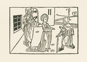 Az irgalmasság második műve: a zarándok fogadása a házában. alkotó: Albrecht Dürer or Duerer