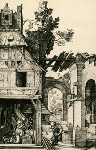 A Gyermekimádat, Albrecht Durer (1471-1528) metszete. alkotó: Albrecht Dürer