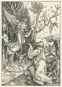 Az angyal üzenetet hoz Joachimnak, 1504 körül (fametszet) alkotó: Albrecht Dürer or Duerer