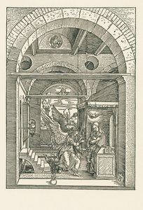 Az örömhírdetés, 1503 körül (fametszet) alkotó: Albrecht Dürer or Duerer