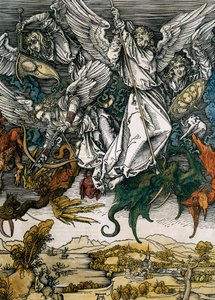 Szent János Apokalipszise: A lázadó angyalok bukása, kb. 1496-1498 (fametszet) alkotó: Albrecht Dürer