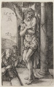 A fájdalmak embere az oszlop mellett áll alkotó: Albrecht Dürer