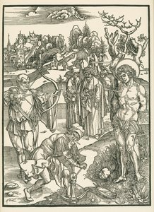 Szent Sebestyén mártíromsága, 1500 körül (fametszet) alkotó: Albrecht Dürer or Duerer
