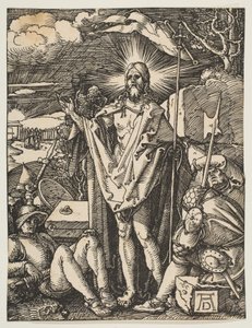 A feltámadás, a kis passióból, 1510 körül alkotó: Albrecht Dürer