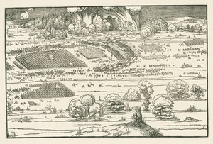 Egy erőd ostroma. Jobb oldali blokk alkotó: Albrecht Dürer or Duerer