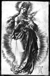 Szűz és gyermek a félholdon csillagos koronával, 1508 alkotó: Albrecht Dürer