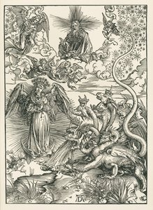 A Napba öltözött Asszony és a Hétfejű Sárkány. Szent János Jelenései, 1497 körül (fametszet) alkotó: Albrecht Dürer or Duerer