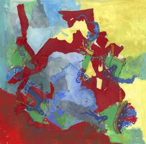 Élénk, absztrakt kollázs alkotó: Alejandra Winkhaus