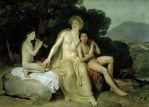 Apollo Hyacinthusszal és Cyparissusszal énekel és játszik, 1831-34 alkotó: Aleksander Ivanov
