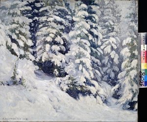 Erdő télen. Alekszandr Alekszejevics Boriszov (1866-1934) festménye. Olaj, vászon, 78 x 90 cm alkotó: Aleksandr Alekseevich Borisov