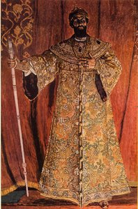 Fjodor Ivanov Shaliapin portréja 1873-1939 Borisz Godunov szerepében, 1912, 1965. alkotó: Aleksandr Jakovlevic Golovin