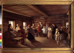 Egy vidéki iskolában. Alekszandr Ivanovics Morozov (1835-1904) festménye, olaj, vászon