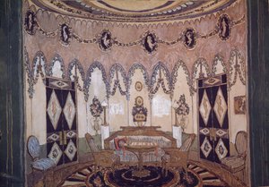 Színpadterv M. Lermontov Két testvér című színházi darabjához, 1915 alkotó: Aleksandr Jakovlevic Golovin