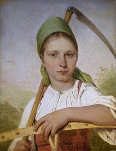 Parasztasszony kaszával és gereblyével, 1825 előtt