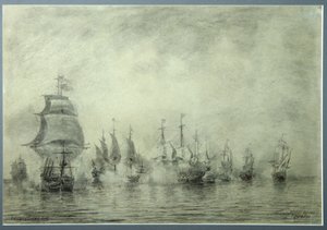 Első tengeri csata. Naum Senyavin, 1865-1866 alkotó: Aleksei Petrovich Bogolyubov