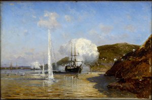 Guerre russo-turque de 1877-1878 - Nyikolaj Skrydlov (1844-1918) akciója a Dunán Alekszej Petrovics Bogoljubov (Bogoliubov ou Bogolioubov) (1824-1896) mellett alkotó: Aleksei Petrovich Bogolyubov